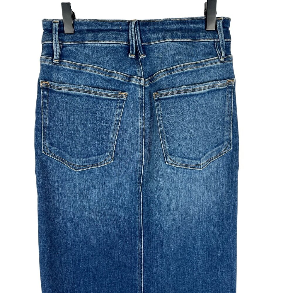 Good American Slit Front Denim Midi Jean Pencil Skirt in Blue691 Size 4 / 27 - Picture 7 of 10